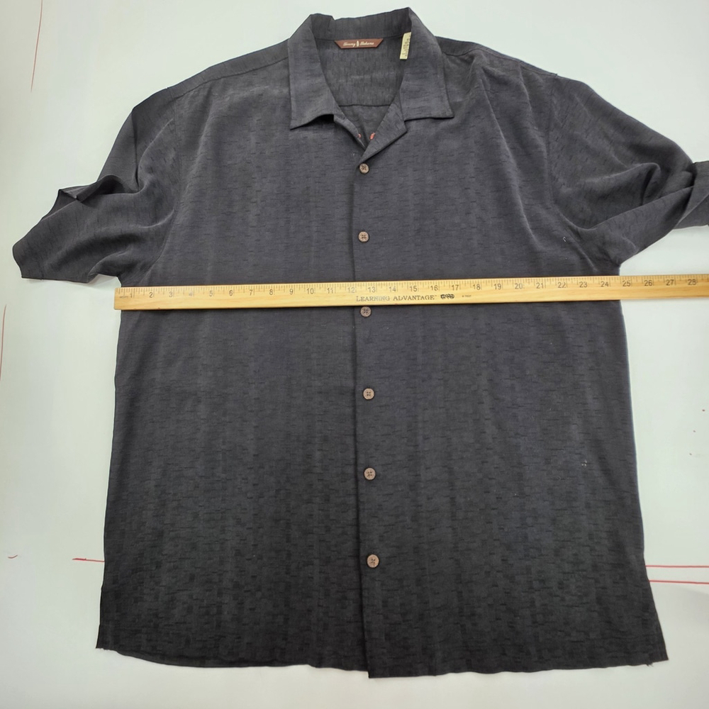 Americana Lounge Tommy Bahama Silk Camp Shirt Men L Black Embroidered Casino - Picture 9 of 11